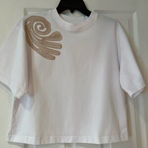 & Other Stories White Tee with Tan Detail